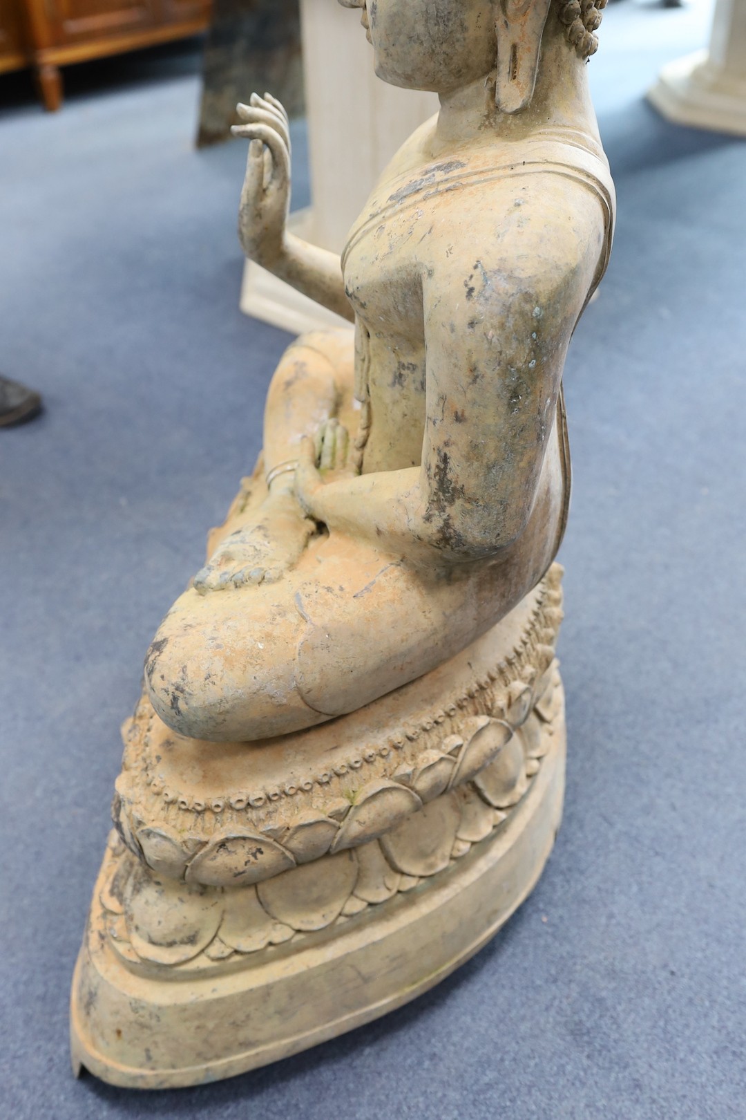 A large Thai bronze seated figure of Buddha 95cm